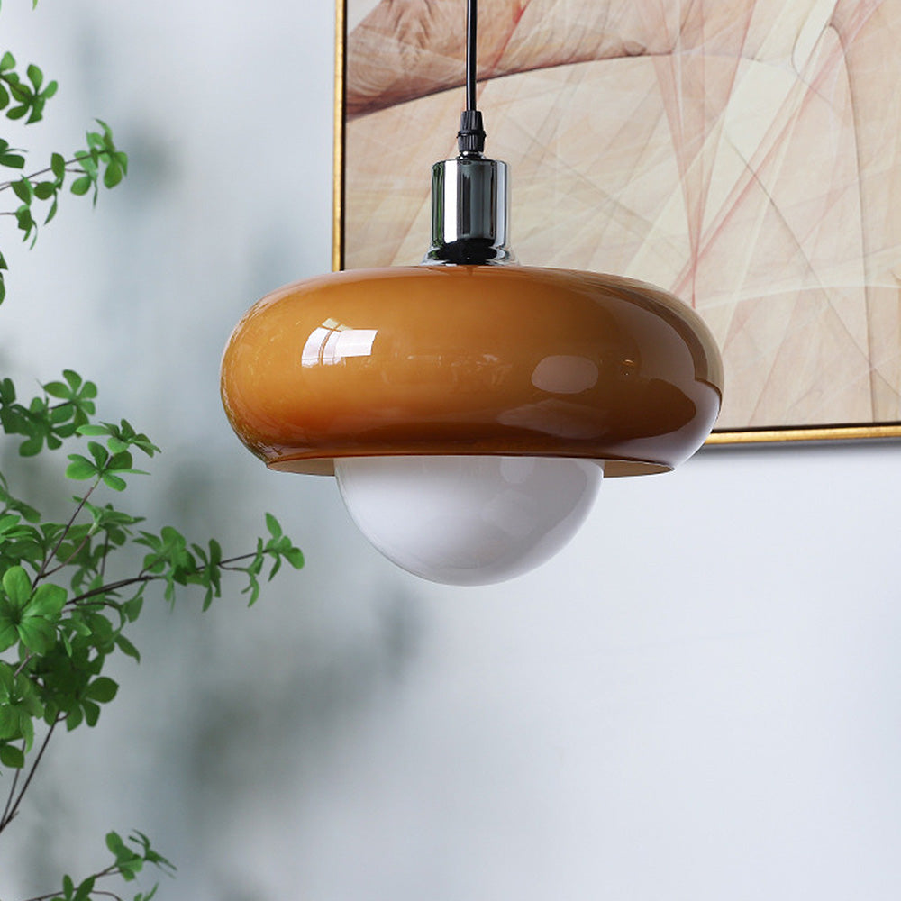 CoffeeGlow Bauhaus Pendelleuchte in Kaffeefarben aus Glas – Ansicht 10 von 20