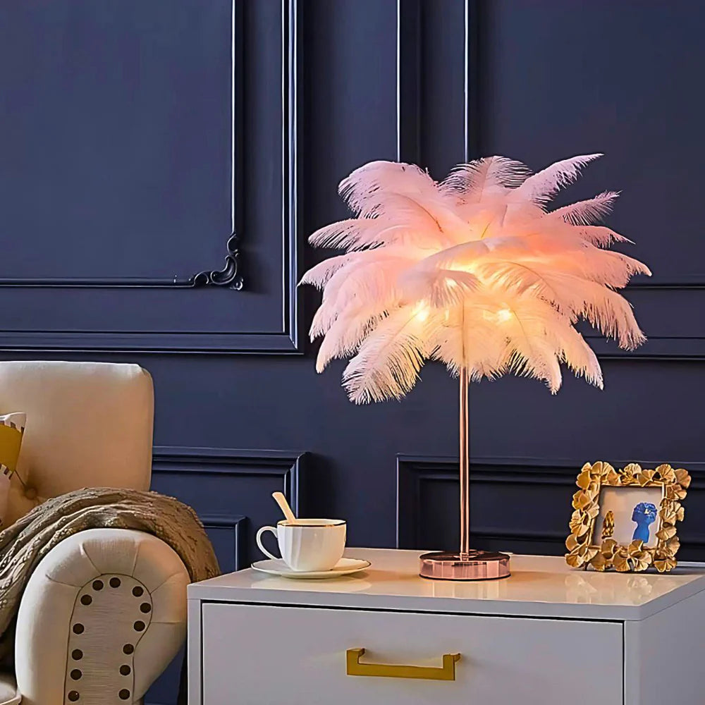 PlumaLux Feder-Palmenlampe mit Fernbedienung – Dekoleuchte – Ansicht 6 von 12