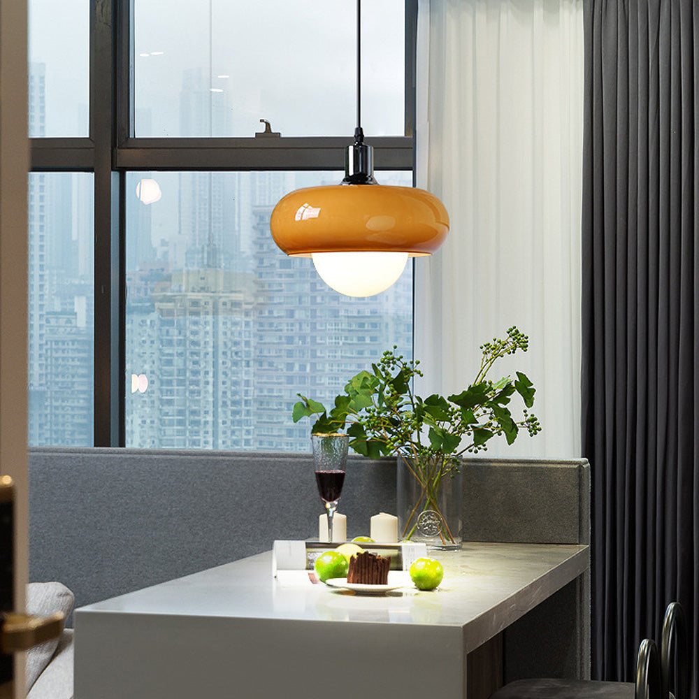 CoffeeGlow Bauhaus Pendelleuchte in Kaffeefarben aus Glas – Ansicht 7 von 20