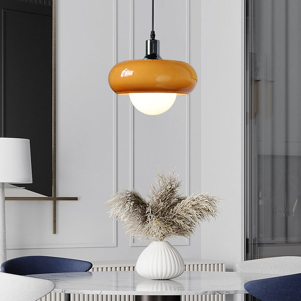 CoffeeGlow Bauhaus Pendelleuchte in Kaffeefarben aus Glas – Ansicht 9 von 20