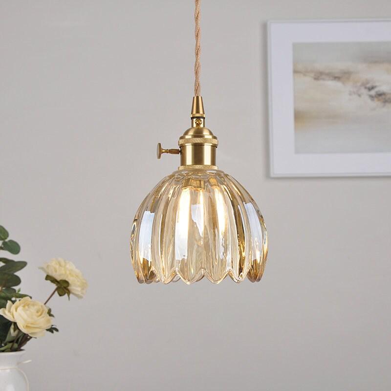 Florvina Retro-Pendelleuchte mit Glasblumen-Design – Ansicht 18 von 19