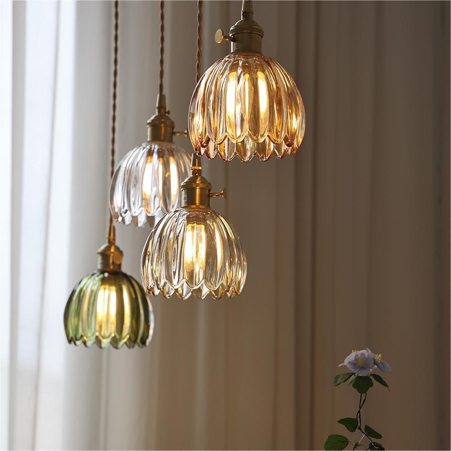 Florvina Retro-Pendelleuchte mit Glasblumen-Design – Ansicht 14 von 19