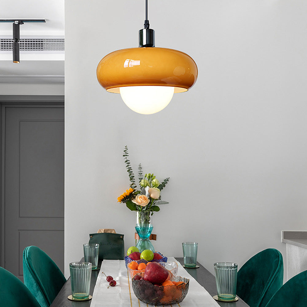 CoffeeGlow Bauhaus Pendelleuchte in Kaffeefarben aus Glas – Ansicht 13 von 20