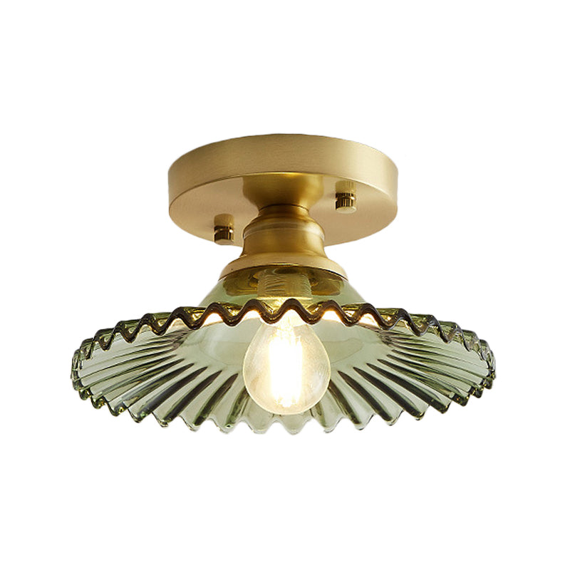 GlassGlow Halbbündige Deckenleuchte mit grünem Glasschirm – Ansicht 5 von 8