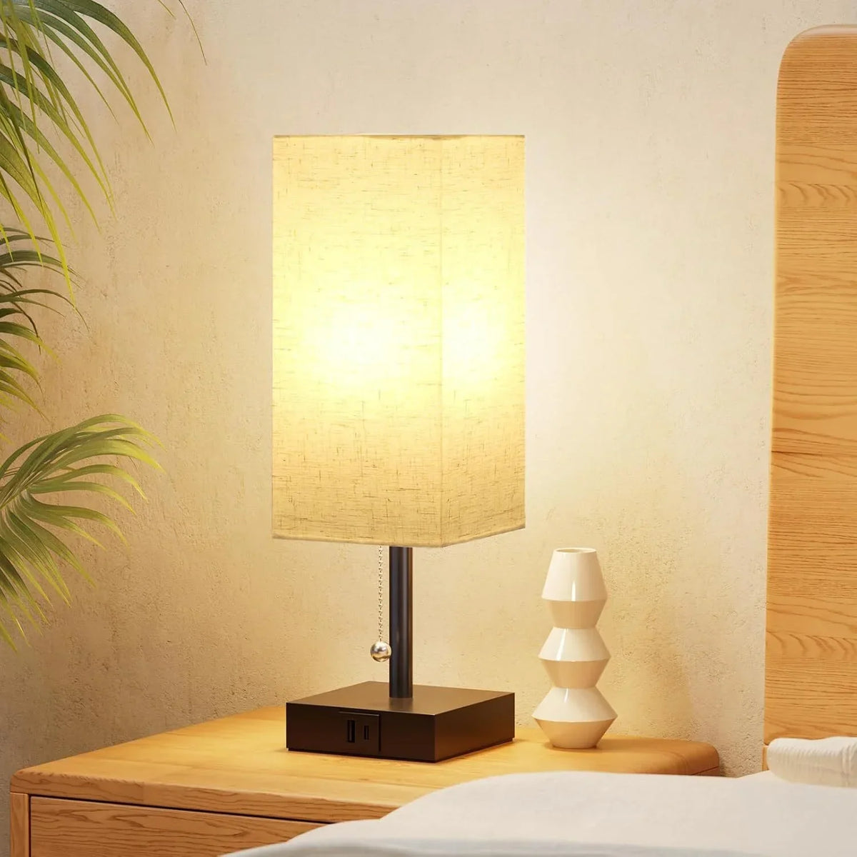 SkaraCove Dimmbare Tischleuchte mit 3 Lichtfarben & USB-Anschluss – Schreibtischlampe
