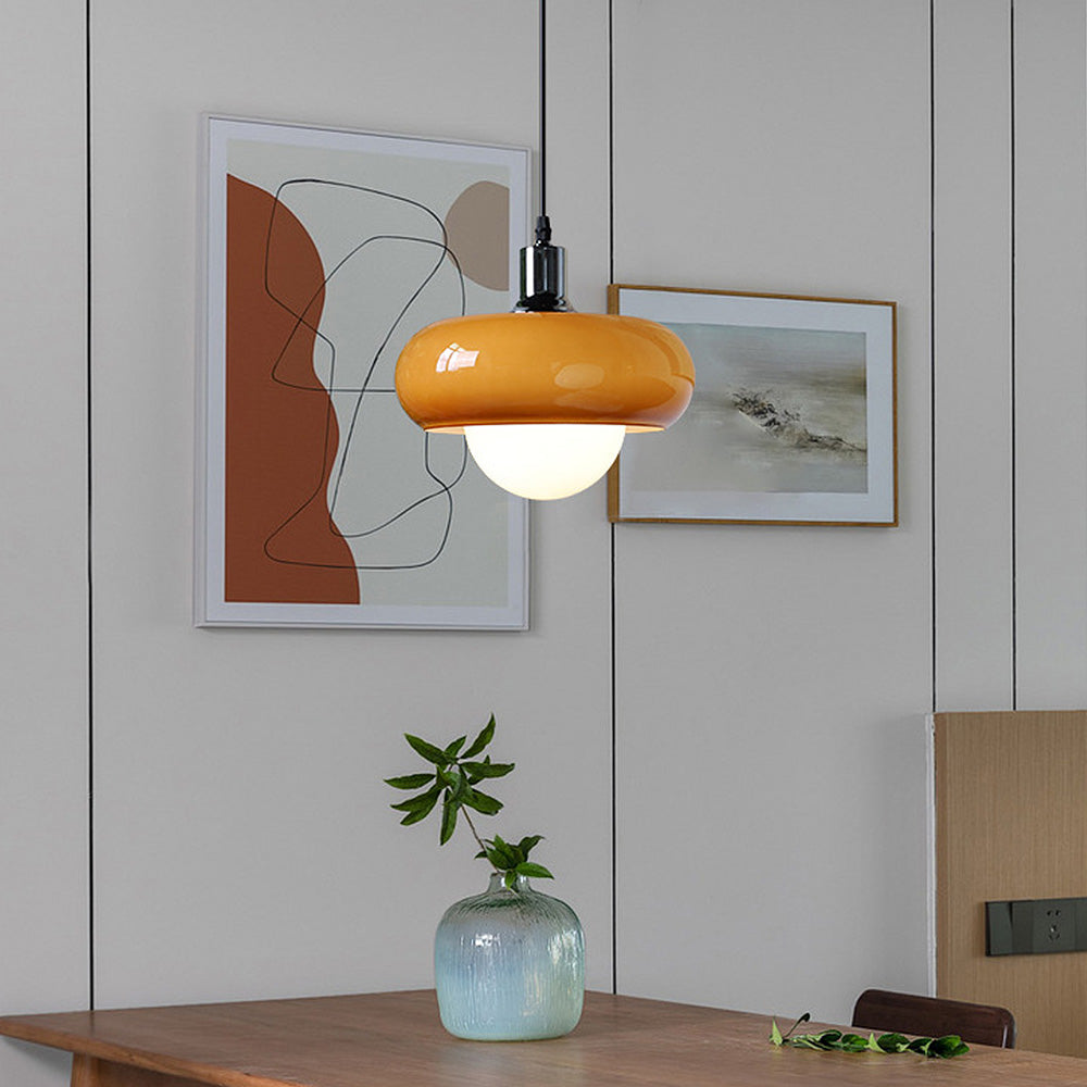 CoffeeGlow Bauhaus Pendelleuchte in Kaffeefarben aus Glas – Ansicht 16 von 20