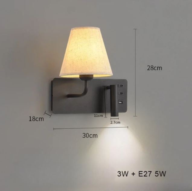 LumiRead Wandleuchte mit USB-Ladefunktion und Leselicht – Ansicht 8 von 16