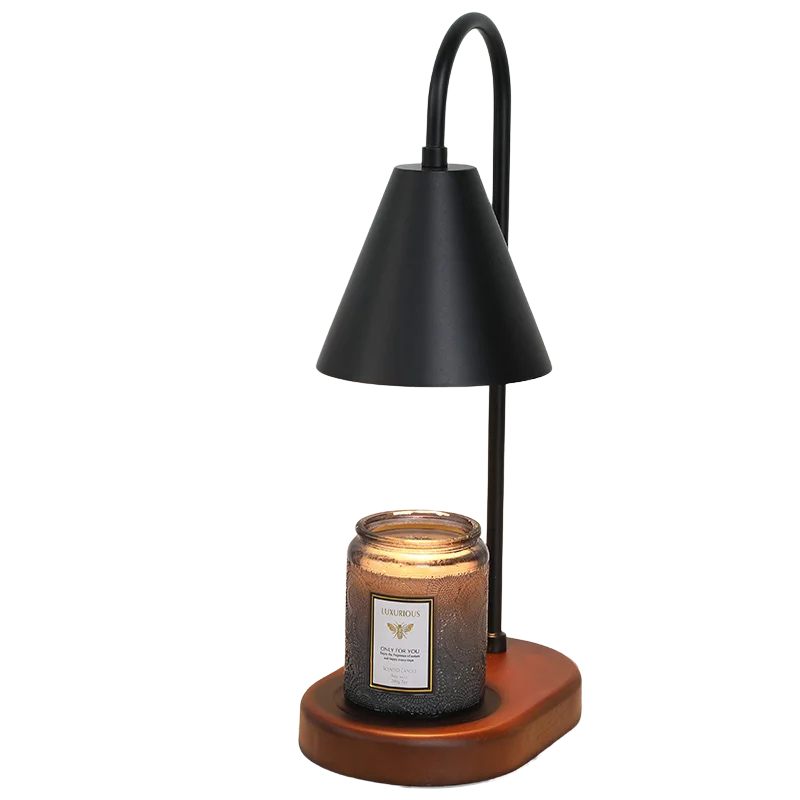 AromaGlow Wachsschmelzlampe aus Eichenholz mit Dimmfunktion – LED-Kerzen – Ansicht 5 von 9