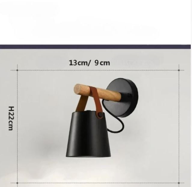 HaloTide LED-Wandleuchte mit Holz & Leder – Ansicht 10 von 11