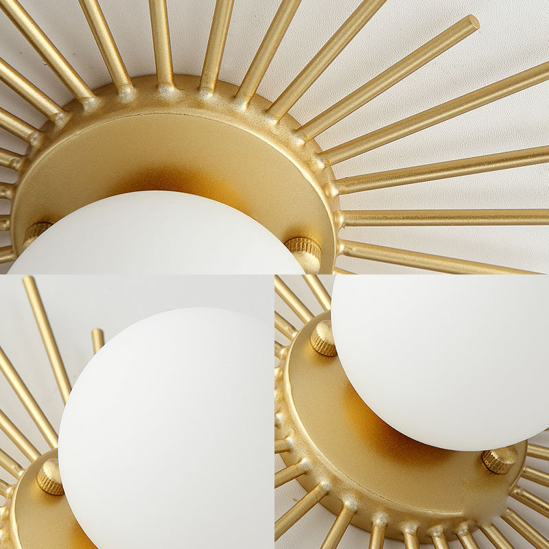GlintAurum Goldene Deckenleuchte mit Milchglas aus Holz – Ansicht 5 von 6