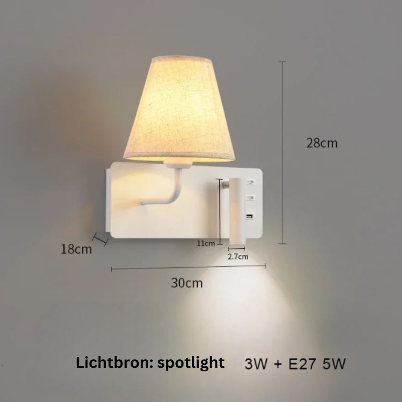 LumiRead Wandleuchte mit USB-Ladefunktion und Leselicht – Ansicht 16 von 16