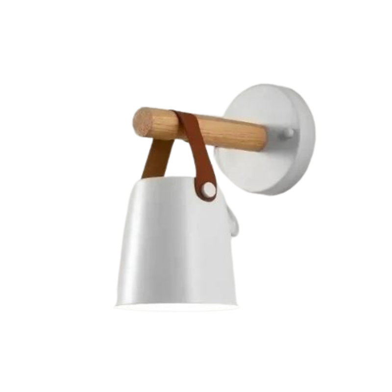 HaloTide LED-Wandleuchte mit Holz & Leder – Ansicht 4 von 11