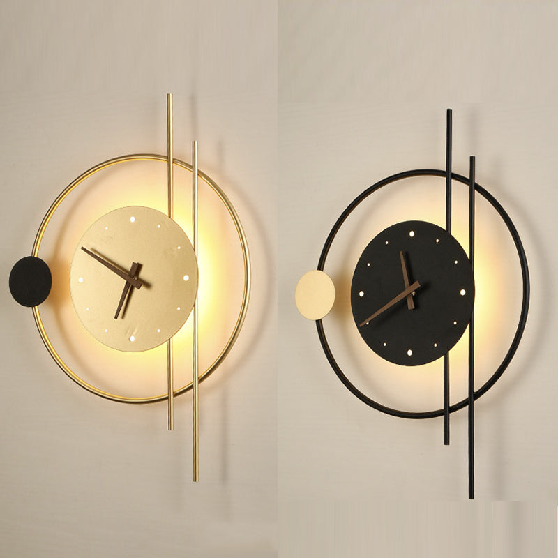 LumiClock Schwarze LED-Wandleuchte mit Uhr – Ansicht 9 von 11