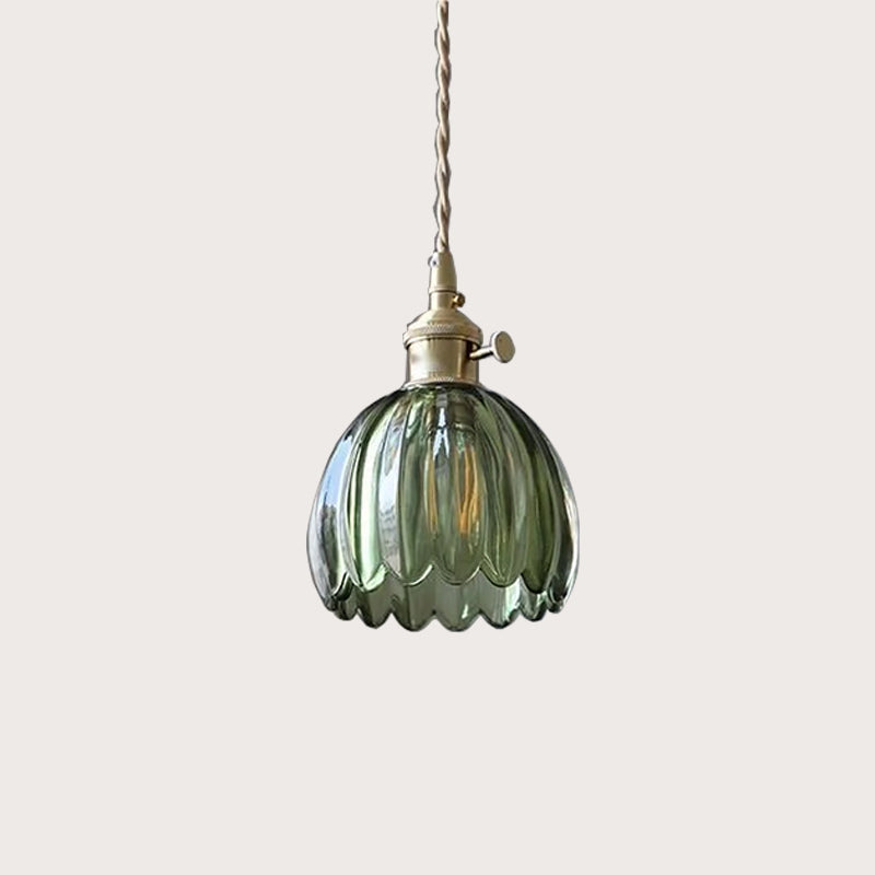 Florvina Retro-Pendelleuchte mit Glasblumen-Design – Ansicht 5 von 19
