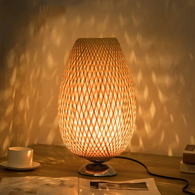 CasaBamboo Vintage Bambus-Tischlampe für Wohnzimmer – Tischleuchte – Ansicht 23 von 23