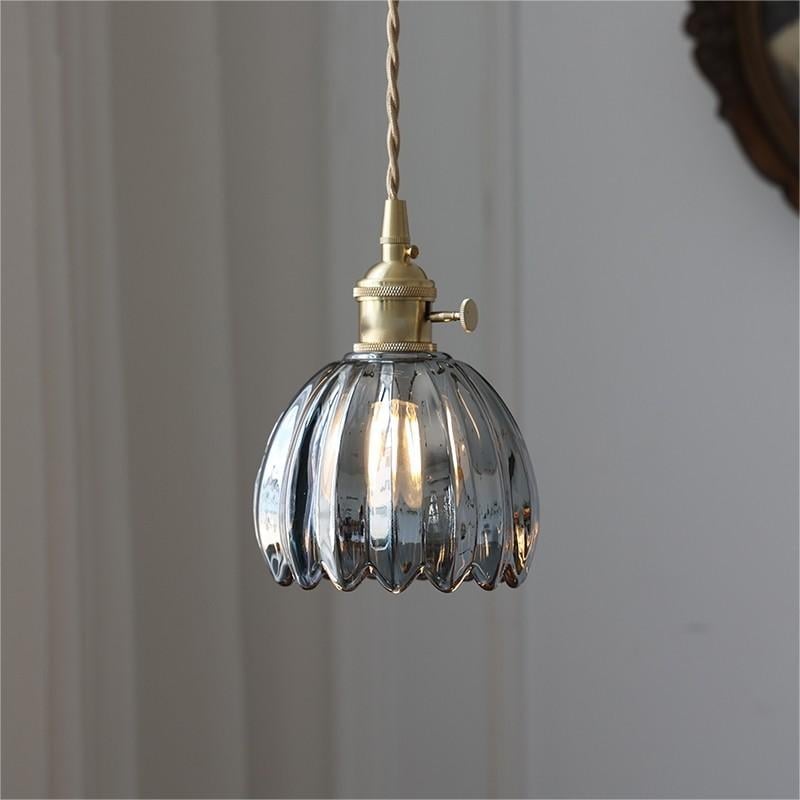 Florvina Retro-Pendelleuchte mit Glasblumen-Design – Ansicht 4 von 19