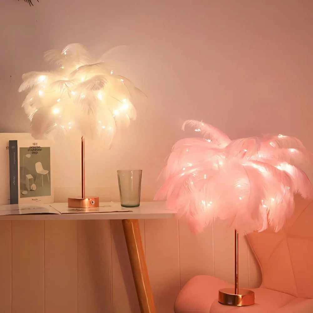 PlumaLux Feder-Palmenlampe mit Fernbedienung – Dekoleuchte – Ansicht 12 von 12