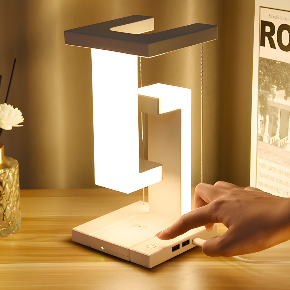 AuraGlide Schwebende LED-Tischleuchte mit kabellosem Laden – Schreibtischlampe – Ansicht 2 von 11