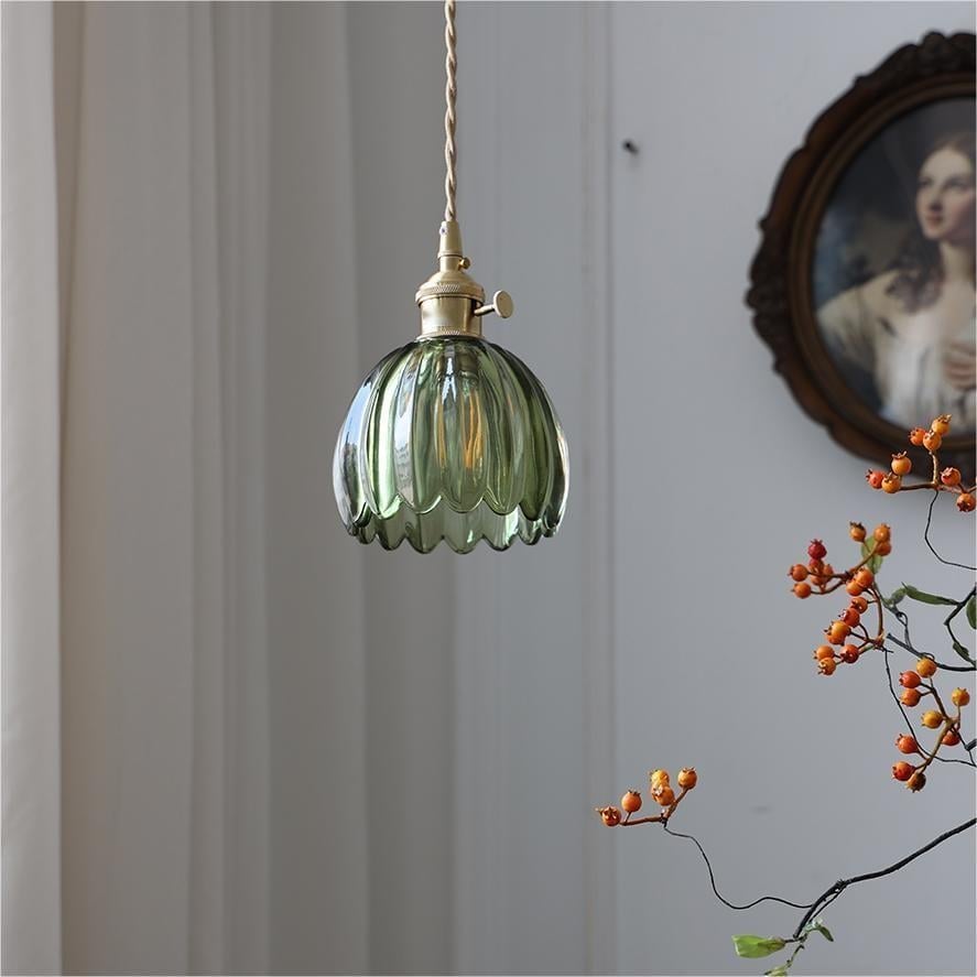 Florvina Retro-Pendelleuchte mit Glasblumen-Design – Ansicht 2 von 19