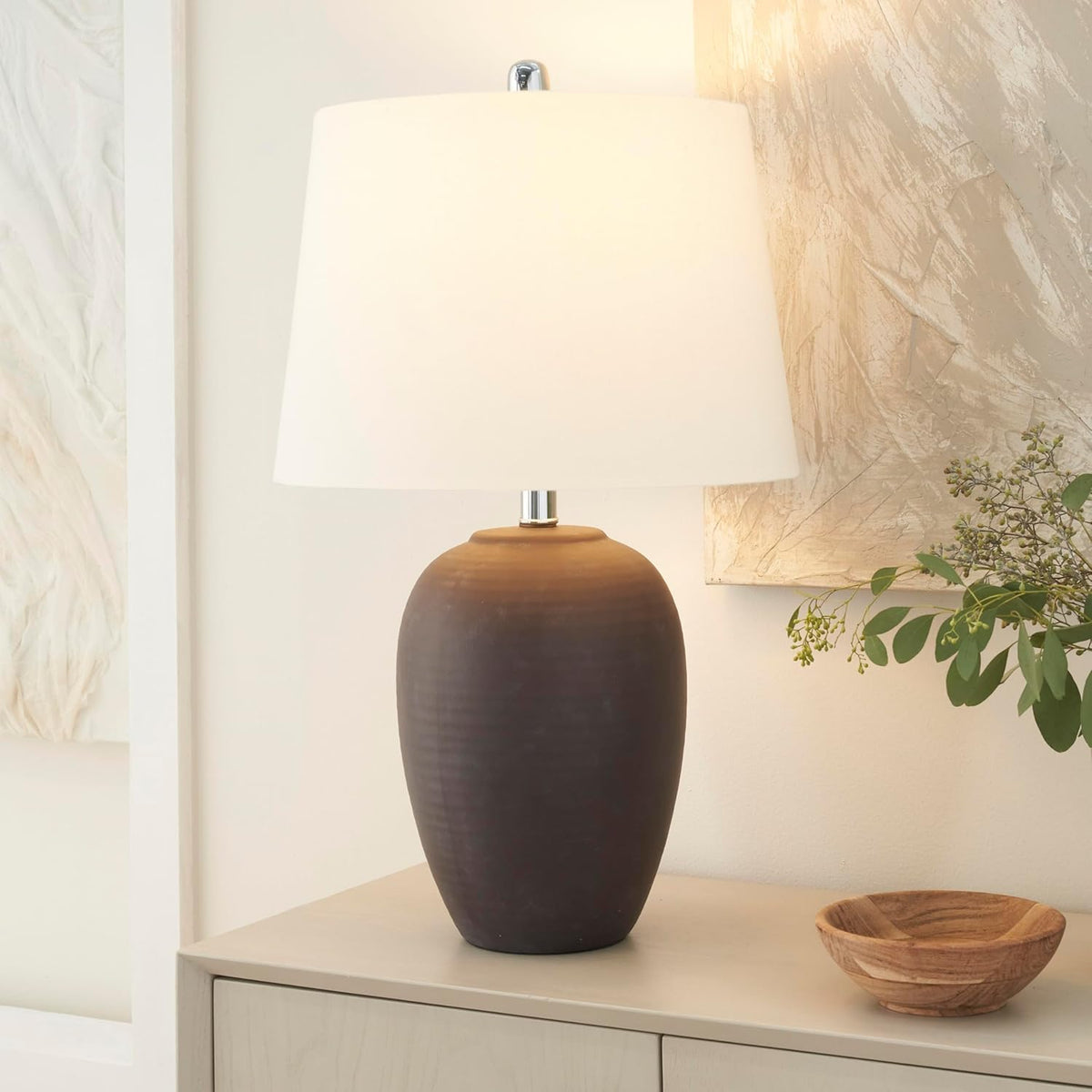 Ceramio Minimalistische LED-Tischlampe mit Keramiksockel – Tischleuchte – Ansicht 7 von 20