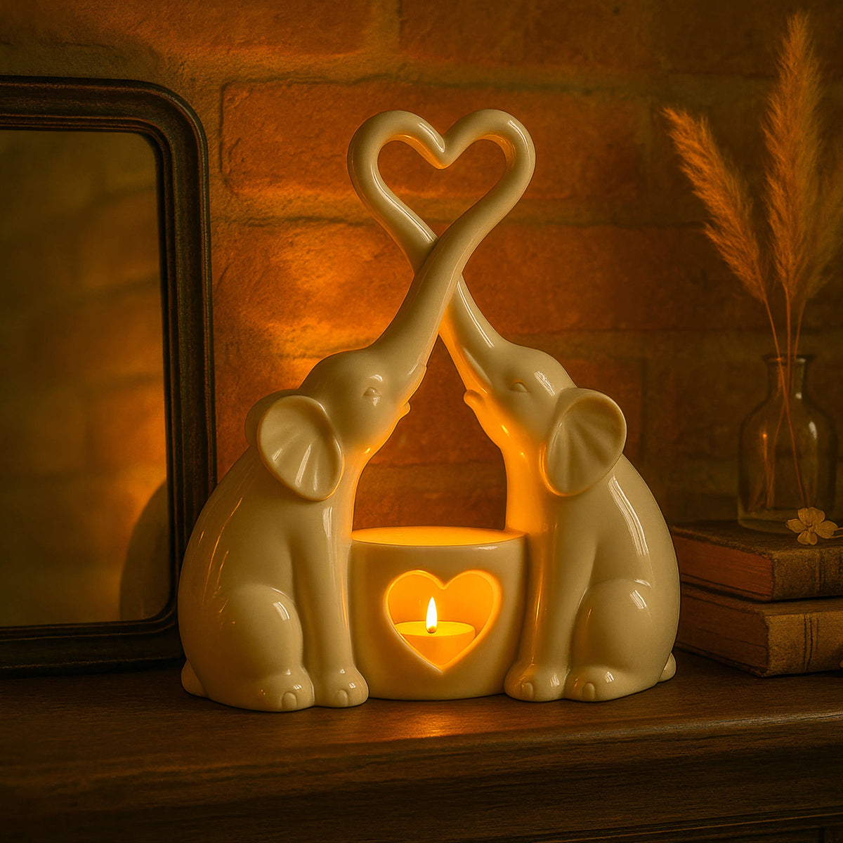 Elefantio LED-Tischlampe mit Herzmotiv fürs Schlafzimmer – Tischleuchte – Ansicht 2 von 6