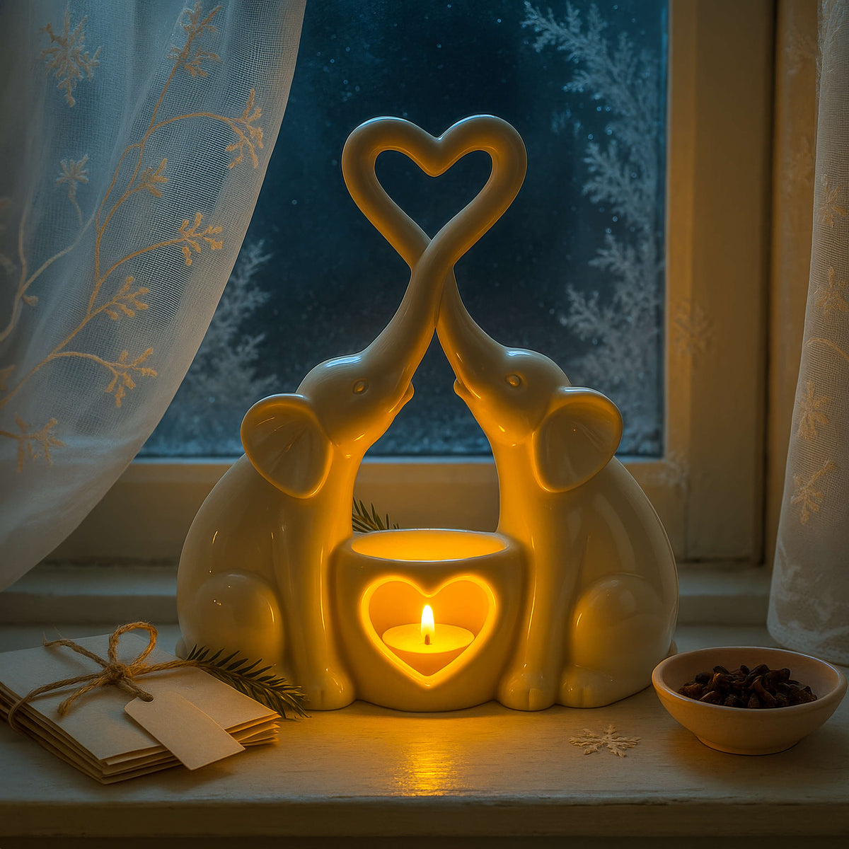Elefantio LED-Tischlampe mit Herzmotiv fürs Schlafzimmer – Tischleuchte – Ansicht 4 von 6
