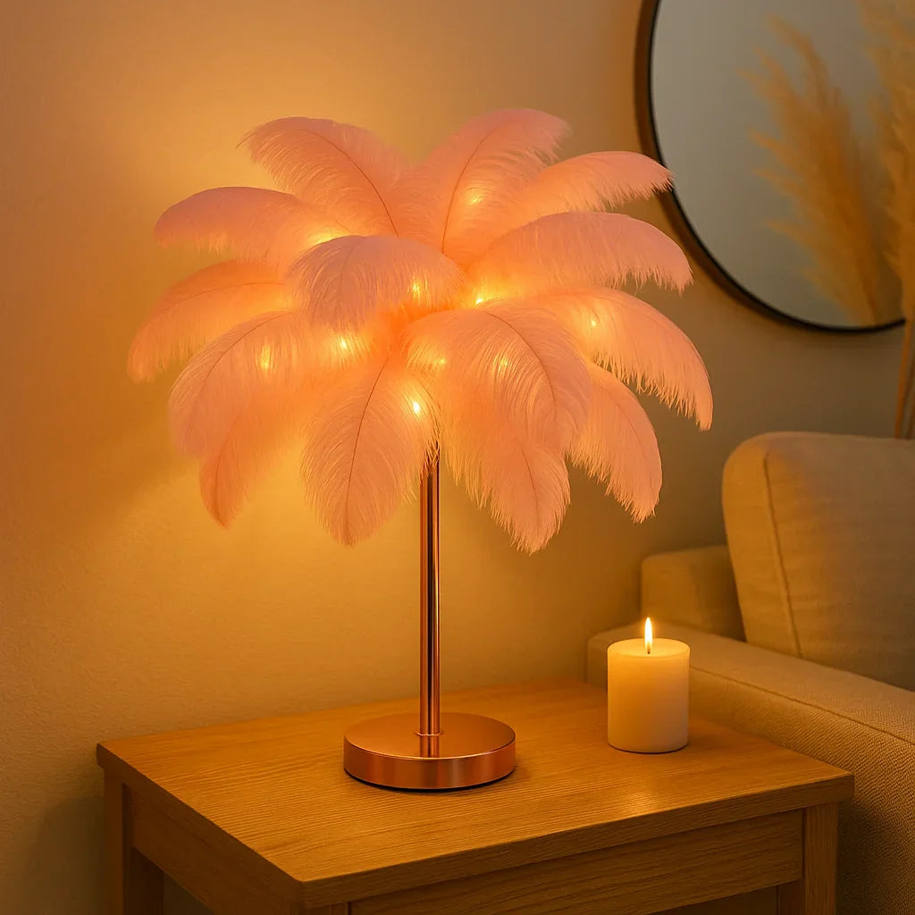Plumora LED Feder-Tischlampe mit warmem Licht – Tischleuchte – Ansicht 2 von 8