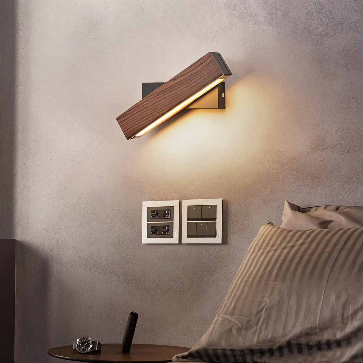 LignoLux 360° drehbare LED-Wandleuchte aus Holz – Ansicht 6 von 14