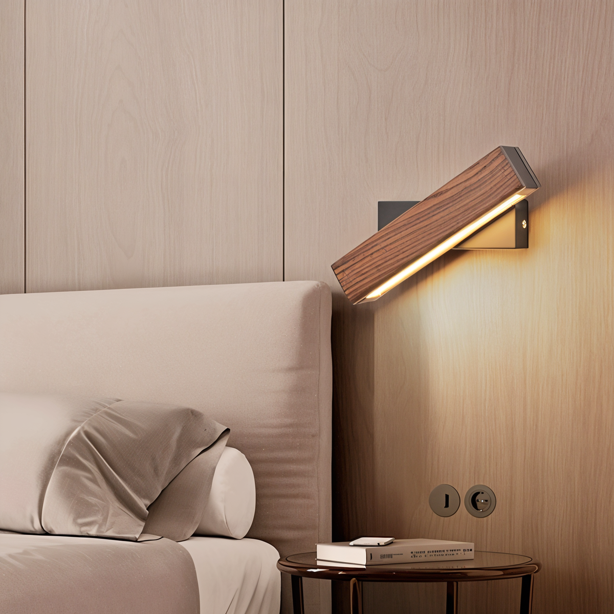 LignoLux 360° drehbare LED-Wandleuchte aus Holz – Ansicht 3 von 14