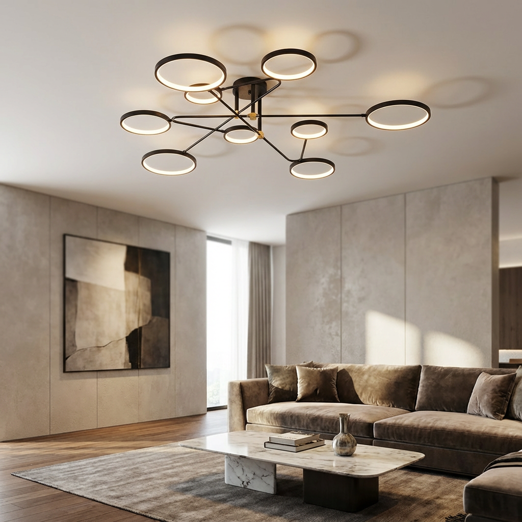 RingLumo LED-Kronleuchter mit verstellbarer Höhe – Pendelleuchte – Ansicht 5 von 7