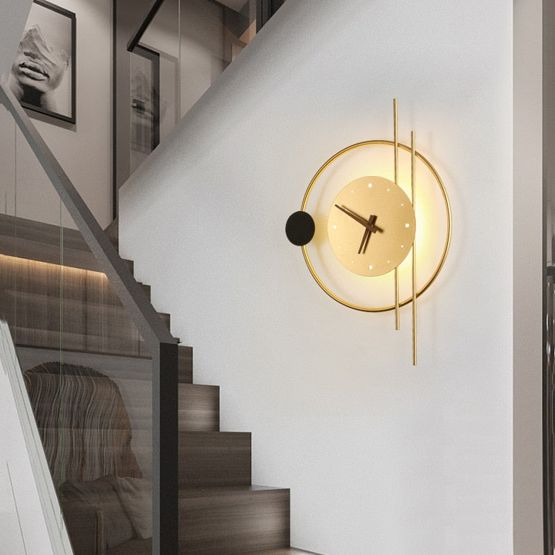 LumiClock Schwarze LED-Wandleuchte mit Uhr
