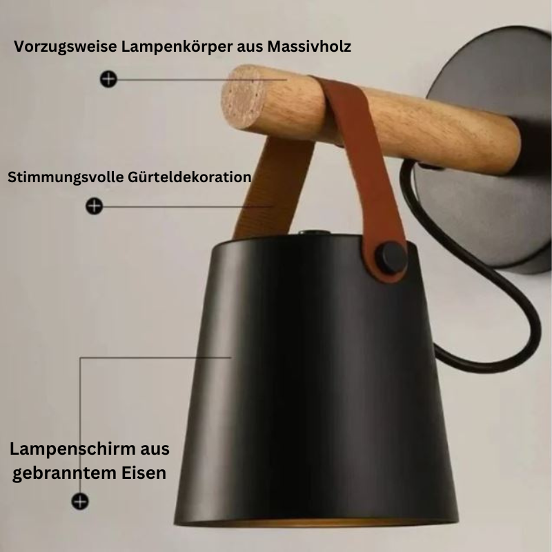 HaloTide LED-Wandleuchte mit Holz & Leder – Ansicht 11 von 11