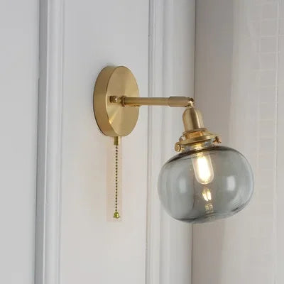 HestaPoint Wandleuchte mit Zugschalter aus Glas und Eisen – Ansicht 10 von 35