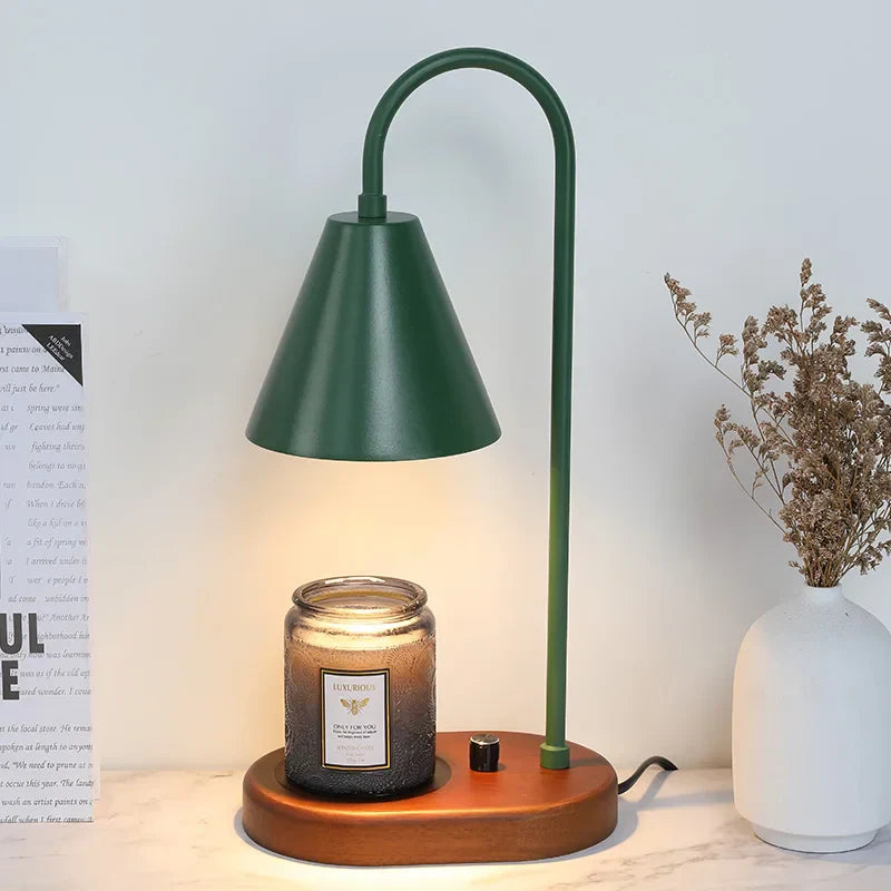 AromaGlow Wachsschmelzlampe aus Eichenholz mit Dimmfunktion – LED-Kerzen – Ansicht 8 von 9