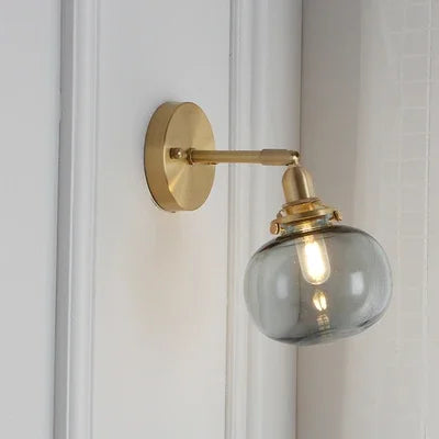 HestaPoint Wandleuchte mit Zugschalter aus Glas und Eisen