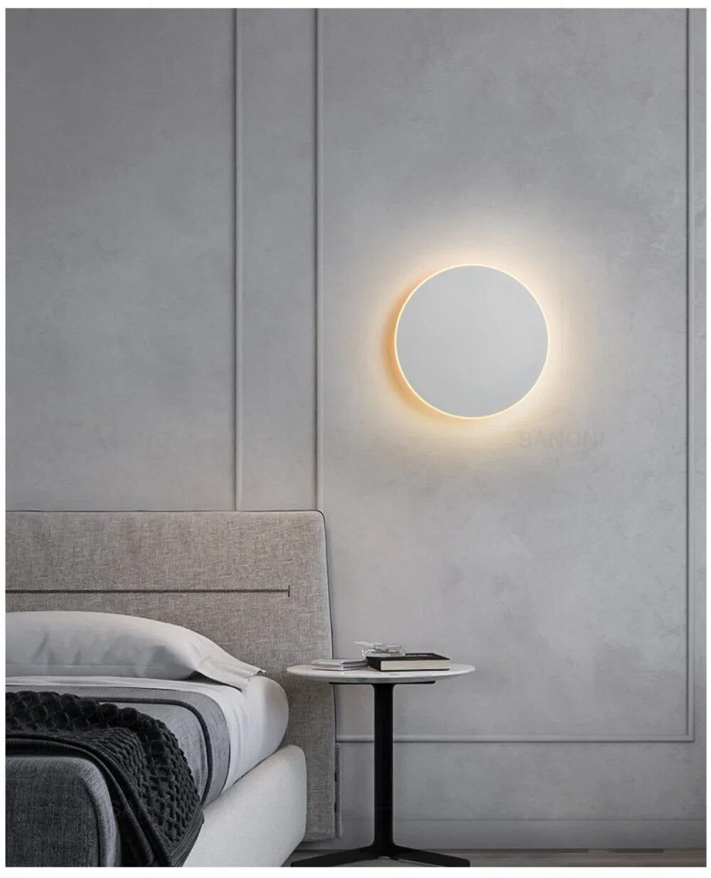 Ringspur Runde LED-Wandleuchte mit sanftem Lichtring – Ansicht 10 von 12