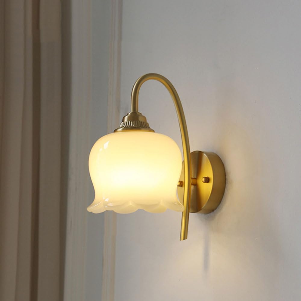 CuproLux Wandleuchte mit Kupferrahmen & Glasschirm – Ansicht 11 von 13