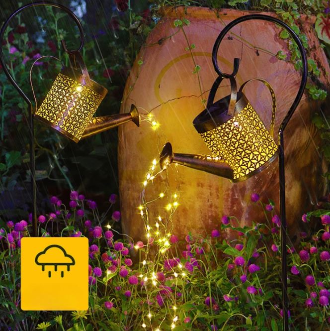 LuminKanne Solar-Gießkanne mit Sternenschimmer – Gartengerät aus Metall – Ansicht 7 von 10