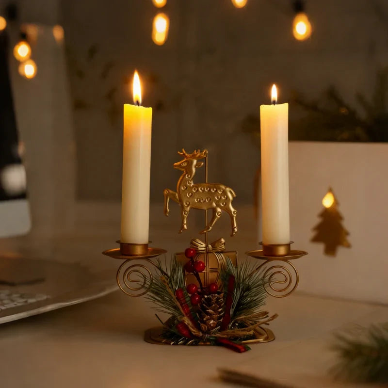 WinterGlanz Festlicher Kerzenhalter aus Metall – LED-Kerzen – Ansicht 5 von 14