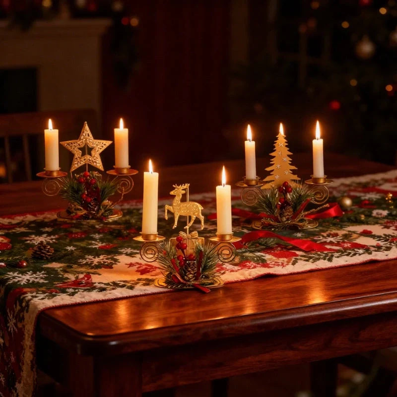 WinterGlanz Festlicher Kerzenhalter aus Metall – LED-Kerzen – Ansicht 6 von 14
