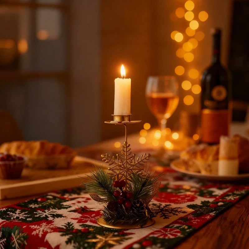 WinterGlanz Festlicher Kerzenhalter aus Metall – LED-Kerzen – Ansicht 8 von 14