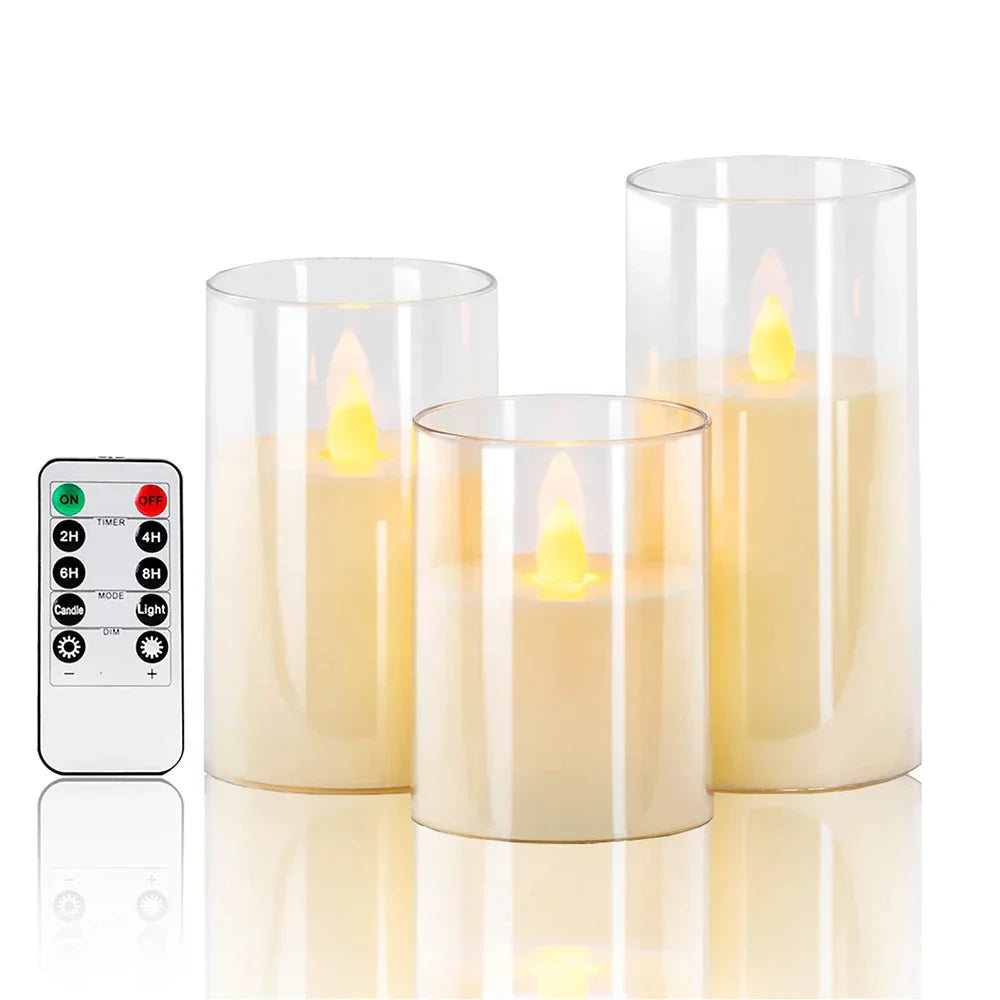 VelaGlow Flackernde LED-Kerzen im 3er-Set – Ansicht 3 von 10