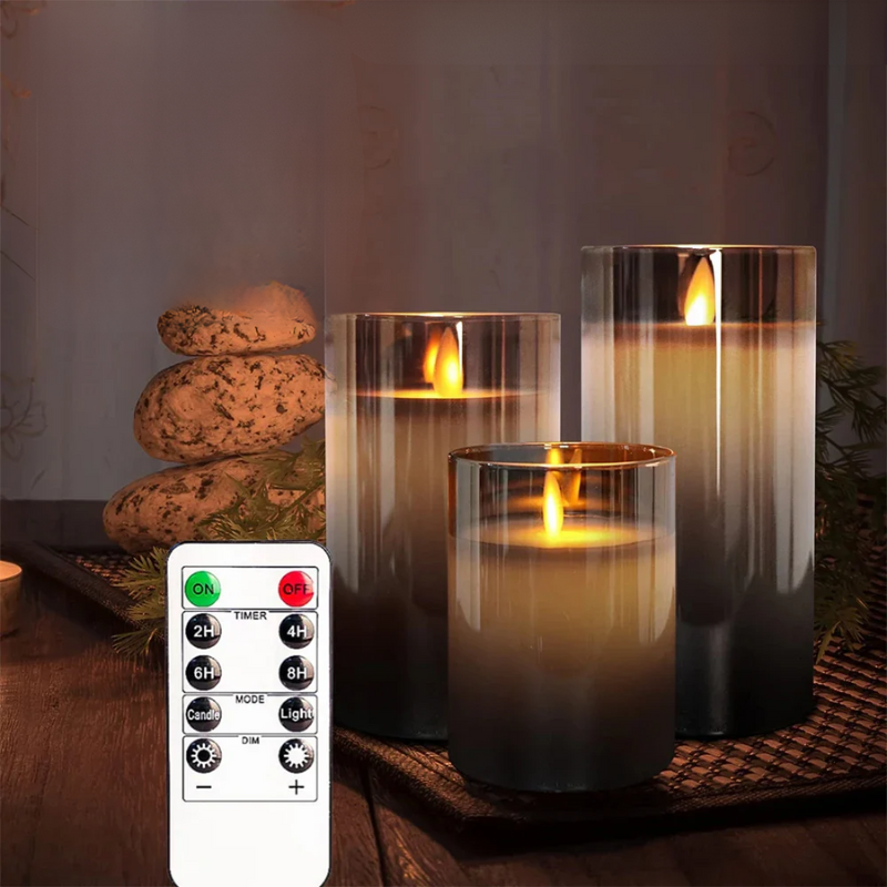 VelaGlow Flackernde LED-Kerzen im 3er-Set – Ansicht 6 von 10