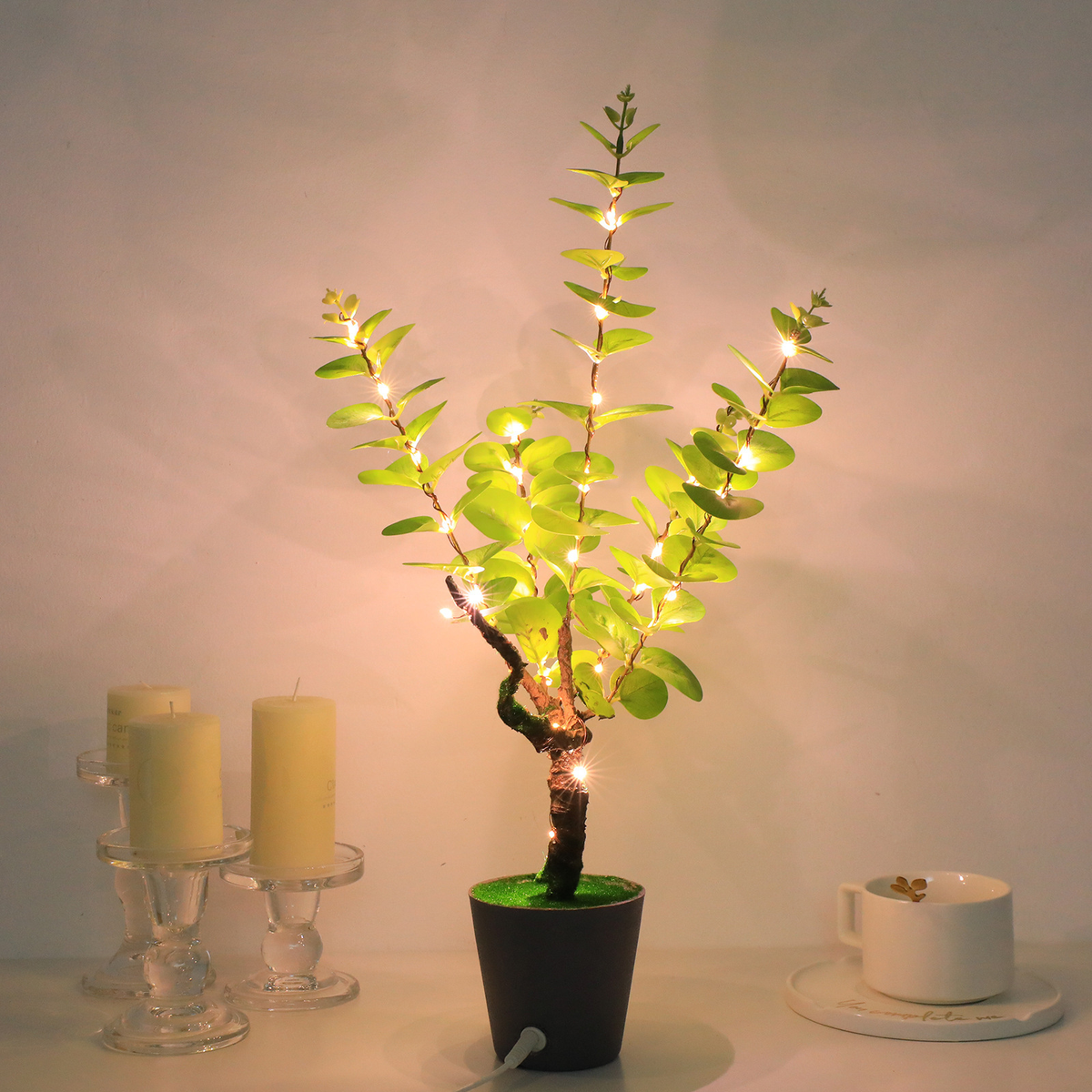 FoliaLux LED Deko-Pflanzenlampe mit Warmweißlicht – Wohnaccessoire aus Stoff – Ansicht 2 von 8