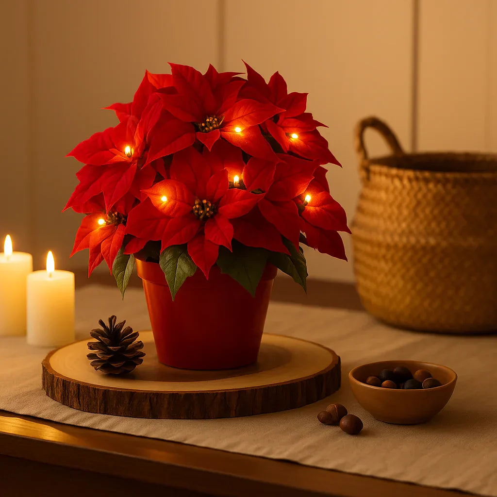 BloomGlow LED Blütenlampe mit warmweißem Licht – Dekoleuchte aus Stoff – Ansicht 3 von 6