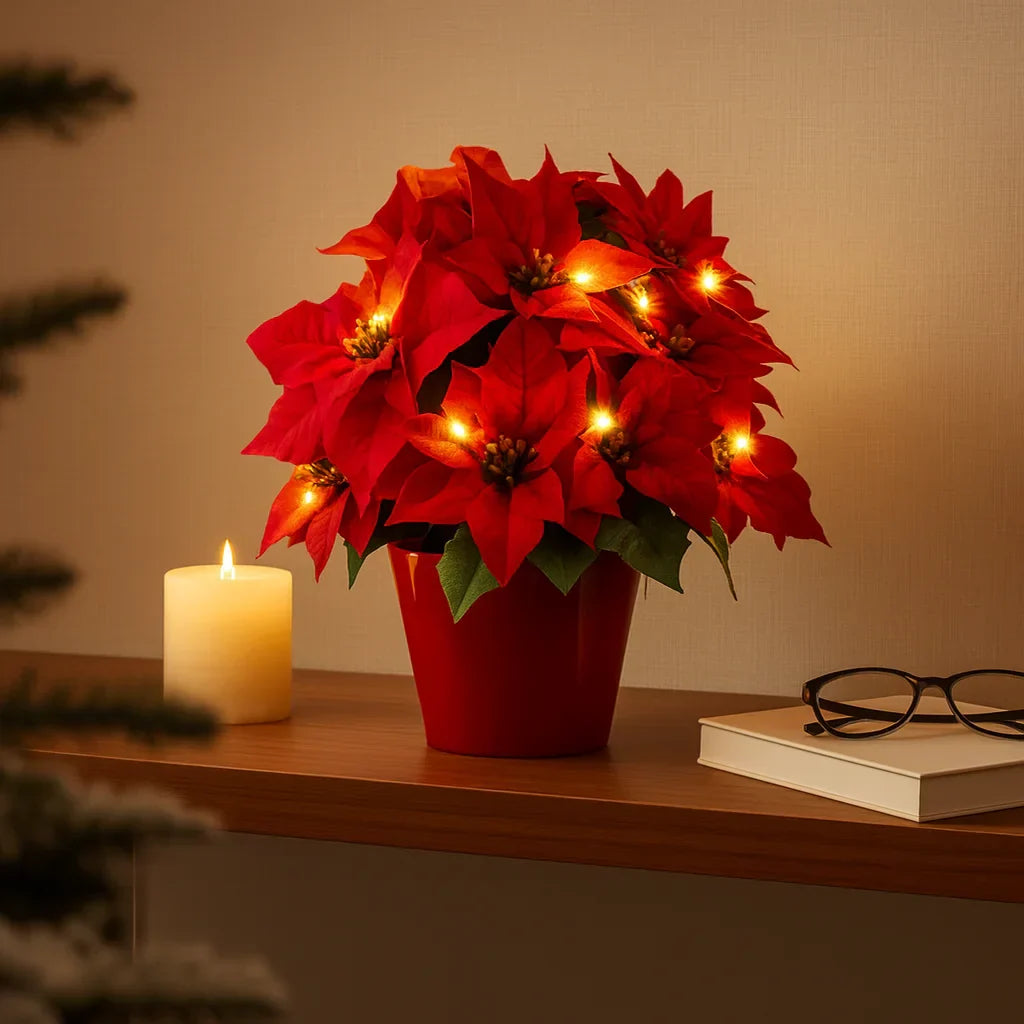 BloomGlow LED Blütenlampe mit warmweißem Licht – Dekoleuchte aus Stoff – Ansicht 5 von 6