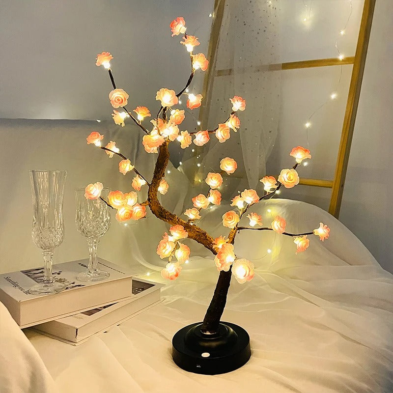 SakuraGlow LED Bonsai-Tischlampe mit Blüten – Dekoleuchte – Ansicht 2 von 5