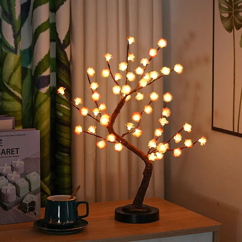 SakuraGlow LED Bonsai-Tischlampe mit Blüten – Dekoleuchte – Ansicht 3 von 5