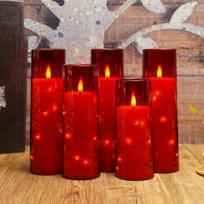 GlowVela LED-Kerzen im Glas mit Lichterkette-Effekt