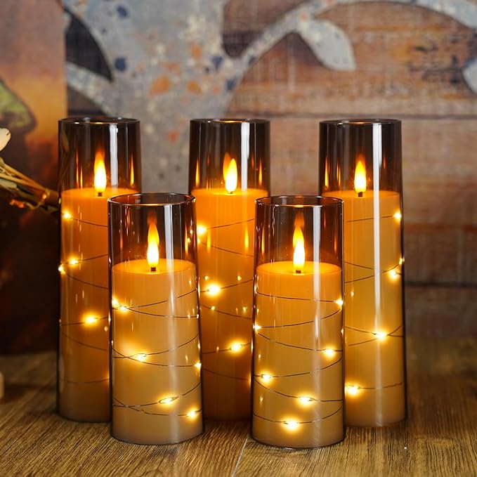 GlowVela LED-Kerzen im Glas mit Lichterkette-Effekt – Ansicht 3 von 9